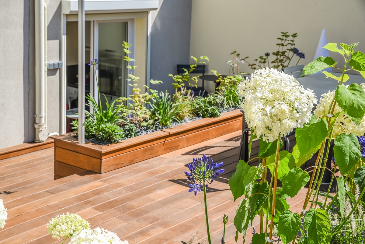 Cration d'une terrasse sur le toit d'un immeuble  Paris : architecte terrasse ipe