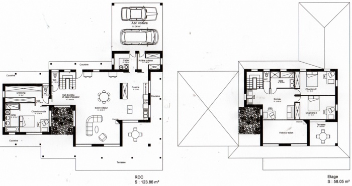 Construction d'une maison ( projet en cours ) : Plans RDC et étage