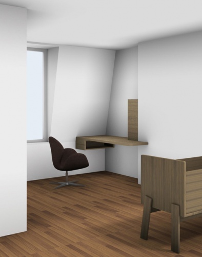 Amnagement des chambres  l'tage d'un duplex : projet 3D