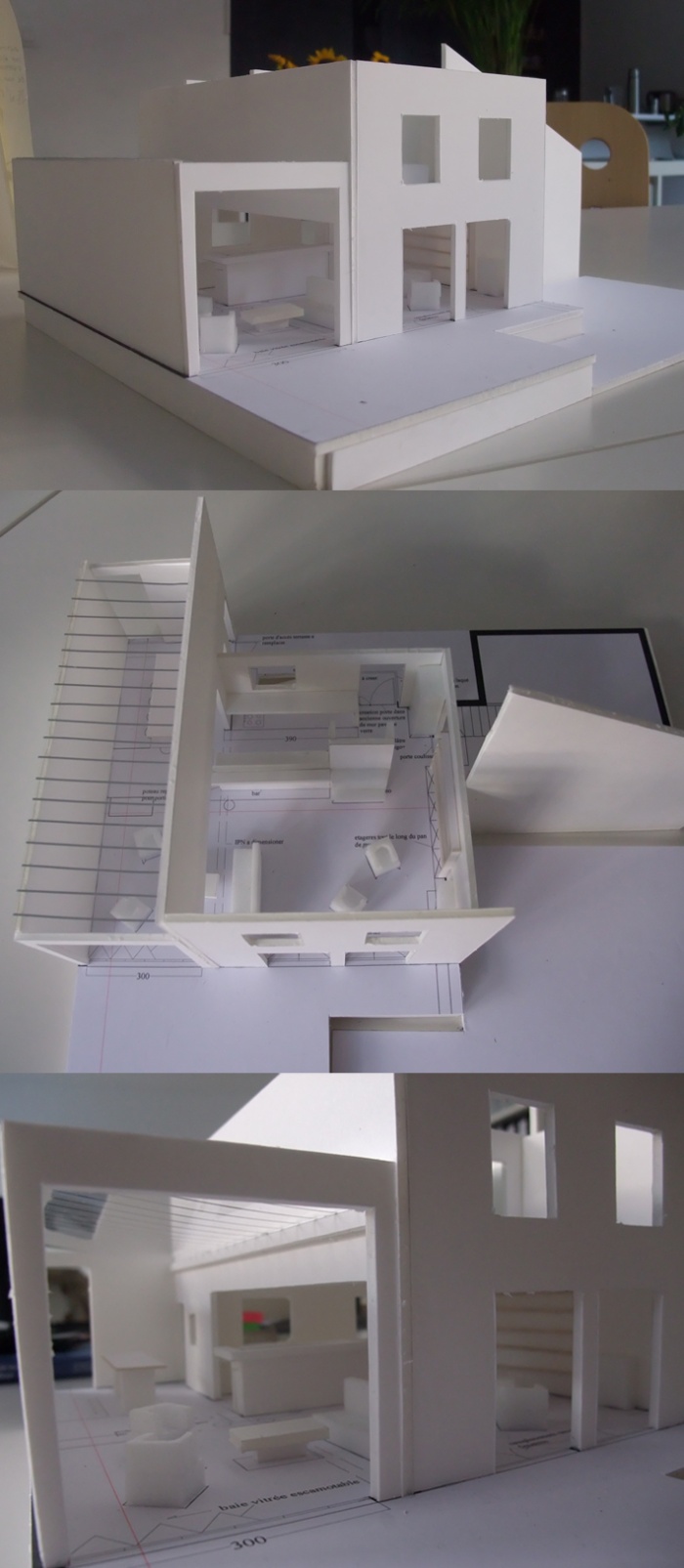 Extension + rhabilitation partielle d'une maison individuelle : maquettes