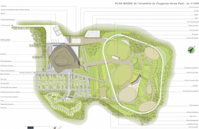 Fouganza Horse Park / Projet laurat : plan masse Fouganza PPIL