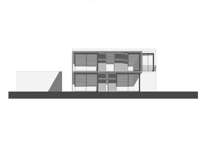 Maison contemporaine  Chanteloup (77) : Faade Sud : grandes baies vitres sur le jardin.