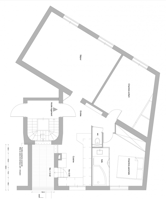 Ramnagement d'un appartement et cration d'une terrasse : PLAN PROJETE