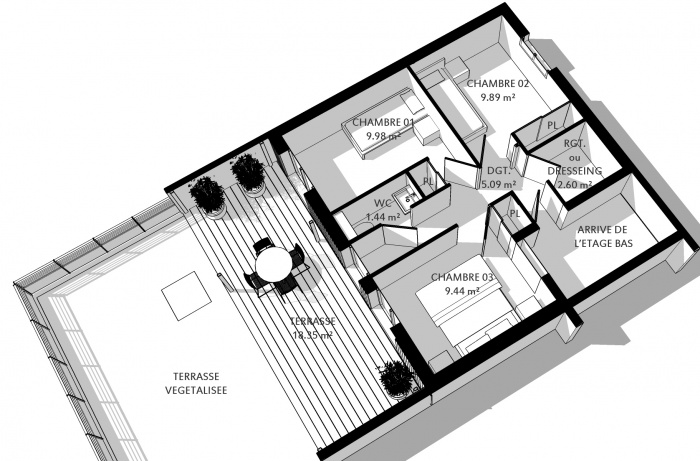 SURELEVATION / EXTENSION BOIS : AXO 01