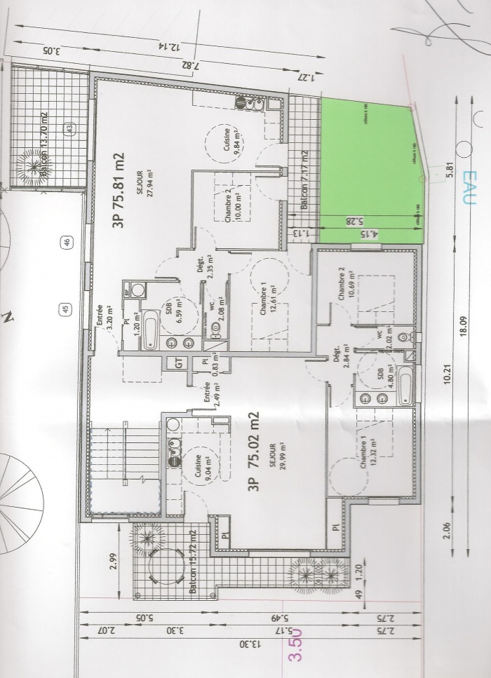 Construction d'un collectif de quatre logements : plan_Etage