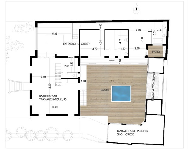 Extension d'un maison des annes 1930 (77) : Plan