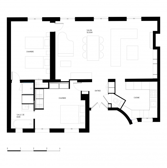 Restructuration complte d'un appartement Haussmannien : PLAN BOOK MONCEAU ECHELLE