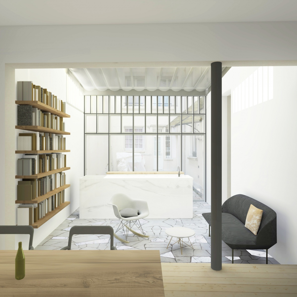 Extension et rénovation d'un appartement sur une cour d'immeuble