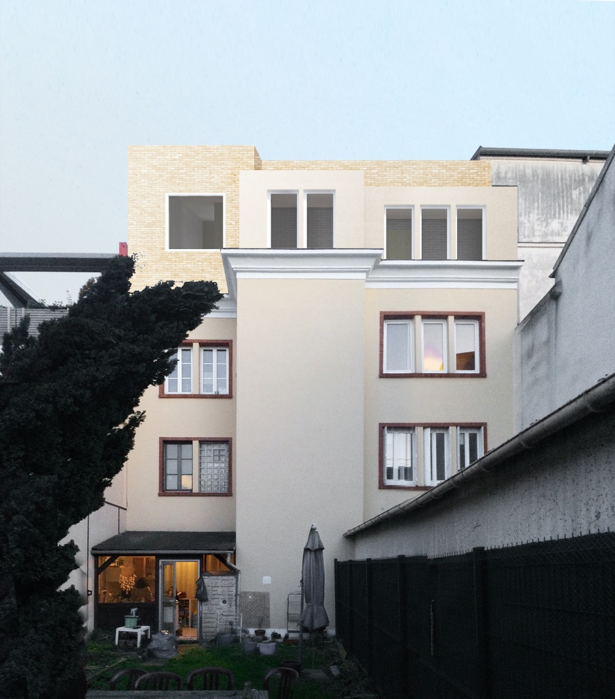 Surlvation pour cration d'un duplex avec terrasse : SAINT OUEN pers depuis le jardin